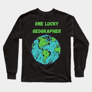 One Lucky Geographer St Patrick's day Long Sleeve T-Shirt